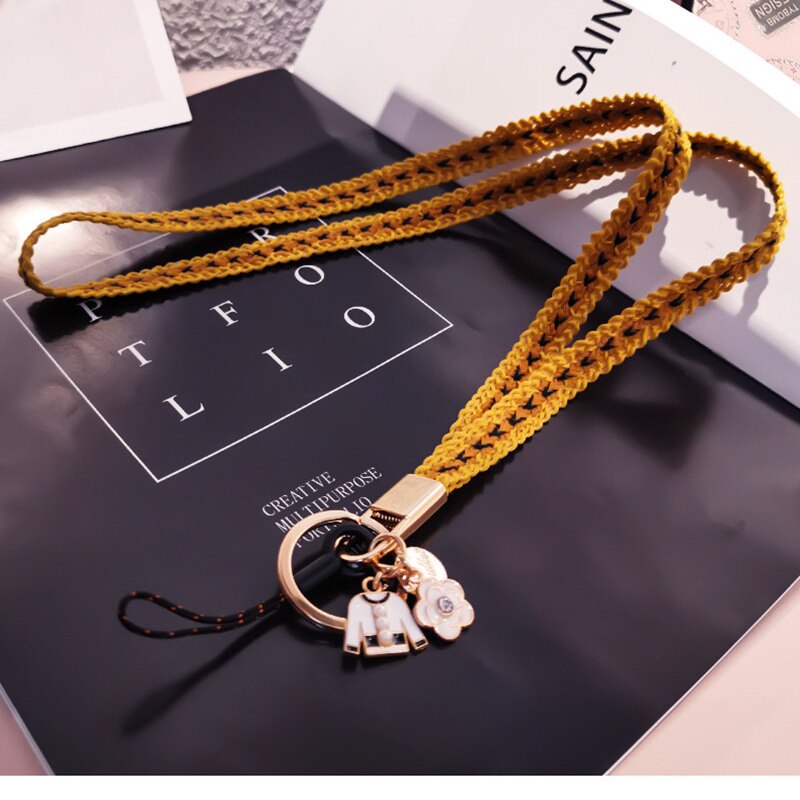 Telefoon Ketting Koord Braid Chain Polsband Doek Bloem Voor Iphone 12 Mini 11 Pro Max Xs Voor Huawei Xiaomi vivo Samsung Honor: yellow