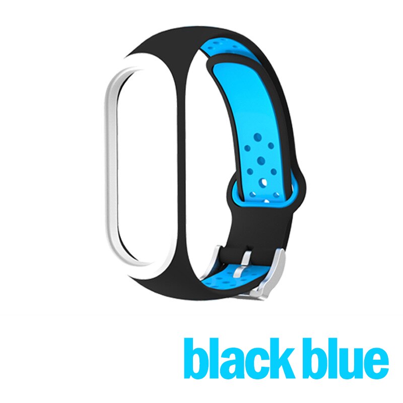 Pulsera para Xiaomi Mi banda 5 4 3 Correa deportiva de reloj de la correa de muñeca de silicona reemplazo correa para Xiaomi Miband gota 5 Band4 3 NFC: black blue / For Miband 5