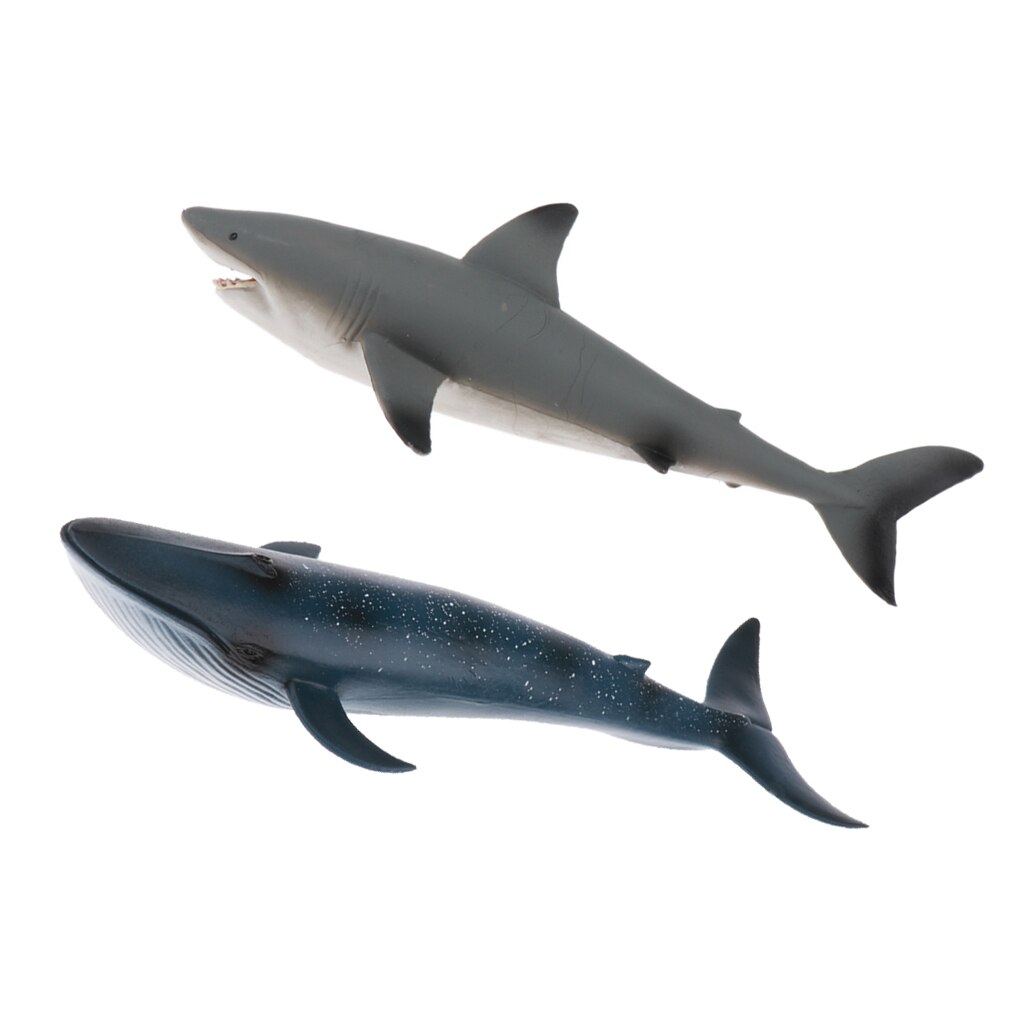 2 Pieces Whale & Blue Whale Sea Animal Marine Life Figure Models