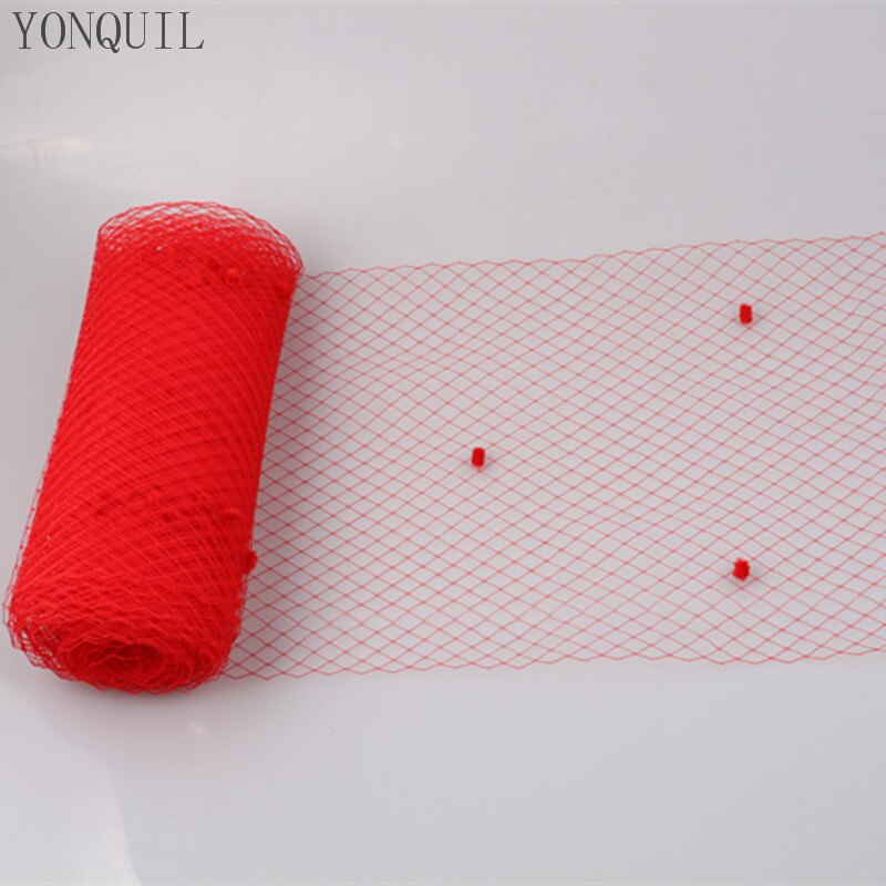 Velo de rejilla rojo de 5 yardas por lote con punto de 45CM de ancho, Red de velos rusos, velos de lunares para boda, accesorios para fascinator LDV020
