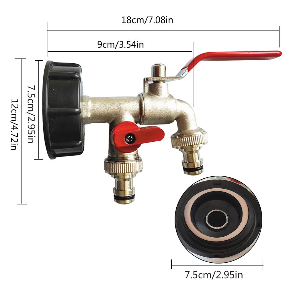 Dubbele Tap 1000 Liter Ibc Watertank Connector Adapter Tap Vervanging Regenwater Tank Adapter Voor Thuis Tuin Water Connectors: Orange