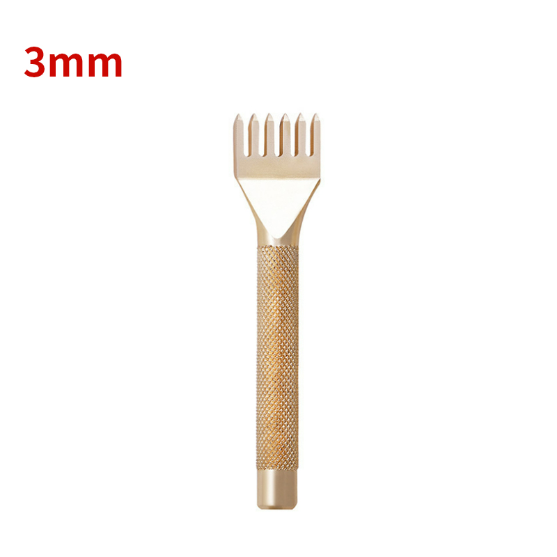 Poinçons pour trous de cuir d&#39;espacement de 3MM, bricolage, poinçon de couture perforé à la main, outils de couture, coupe de trou, outil de poinçonnage pour cuir 1/2/4/6/trou: 6tooth
