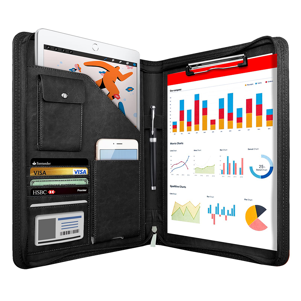 Multifunctional A4 Conference Folder Business Stationery Folder Leather Contract File FoldersTravel Document Folder NEWYES