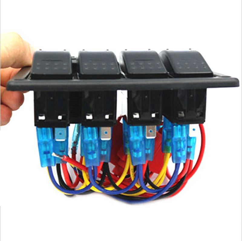 Auto Boot Rocker Switch Panel 4 Gang Schakelaars LED Dual Auto USB Lader Kleurrijke 12 v Voltmeter voor Auto boot Switch Panel