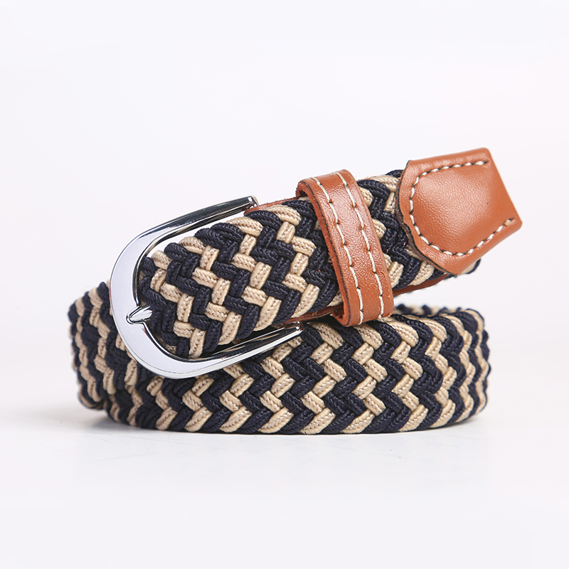 2.5 cm x 100cm universal nålespænde bælte til mænd og kvinder elastiske jeansbælter til unge studerende vævet kanvas tynd linning: Mørk khaki