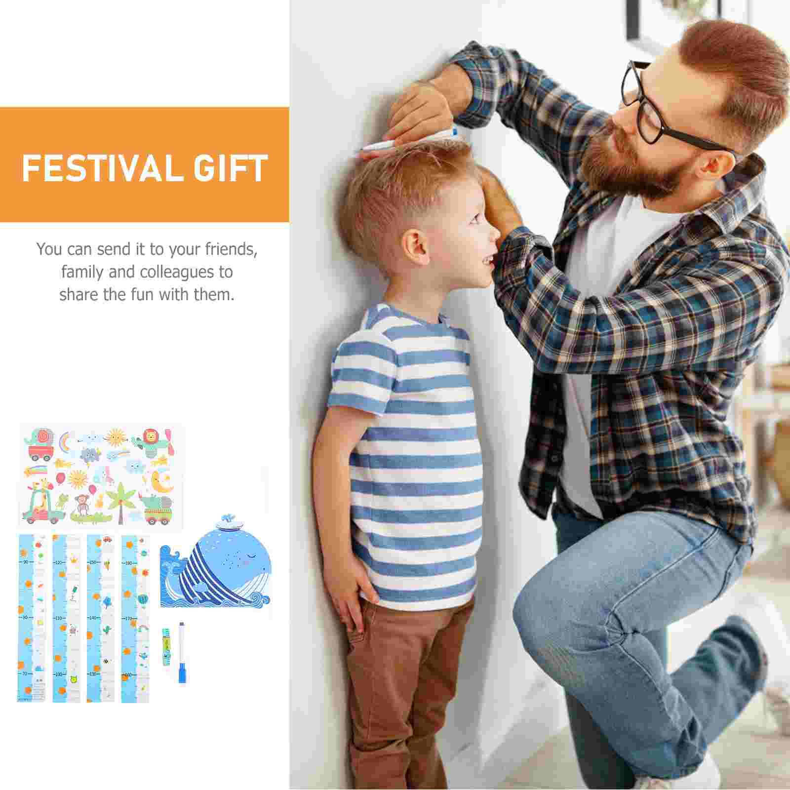 1 Set of Kids Growth Height Chart Kids Height Measuring Sticker Decorative Wall Sticker