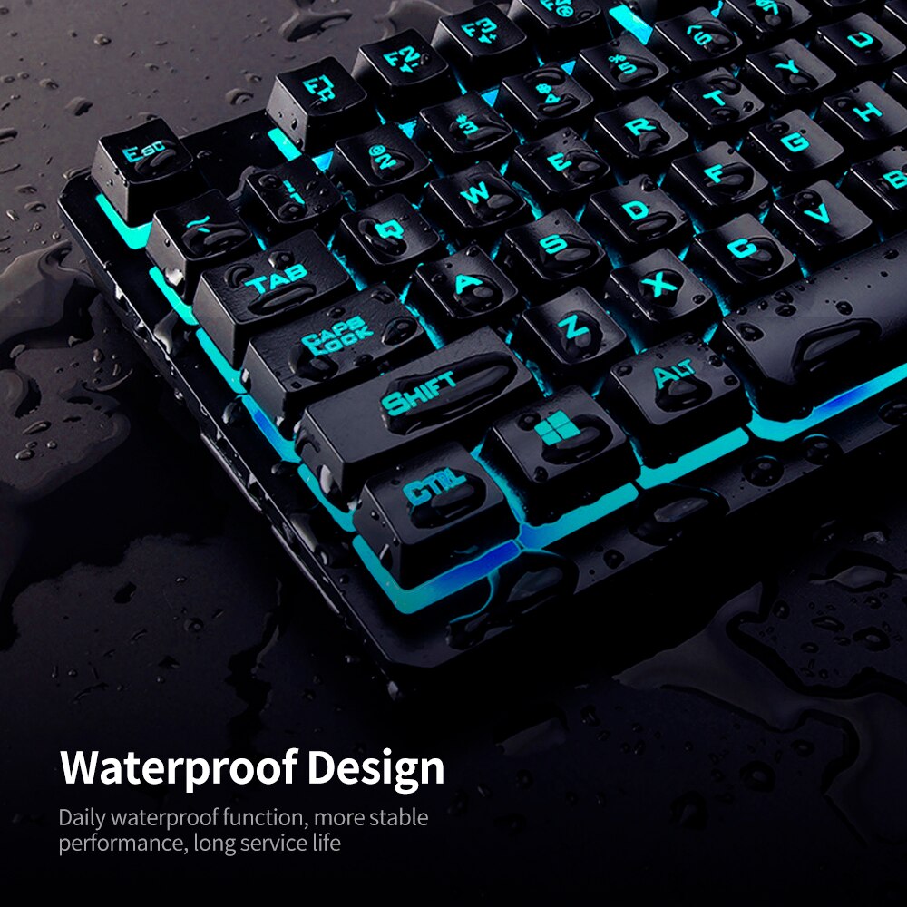 Gaming Keyboard Mouse Headset Set Three-color Backlight Keyboard Colorful LED Breathing Light Mouse Gaming Headset Combo pad