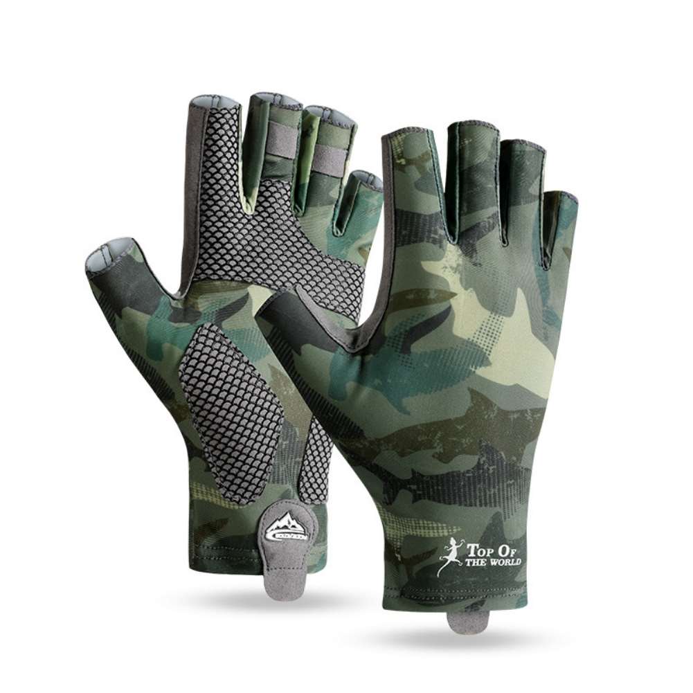 Gants de pêche pour l&#39;extérieur, Protection contre le soleil, Protection UV, sans doigts, pour le kayak et l&#39;aviron: E / L