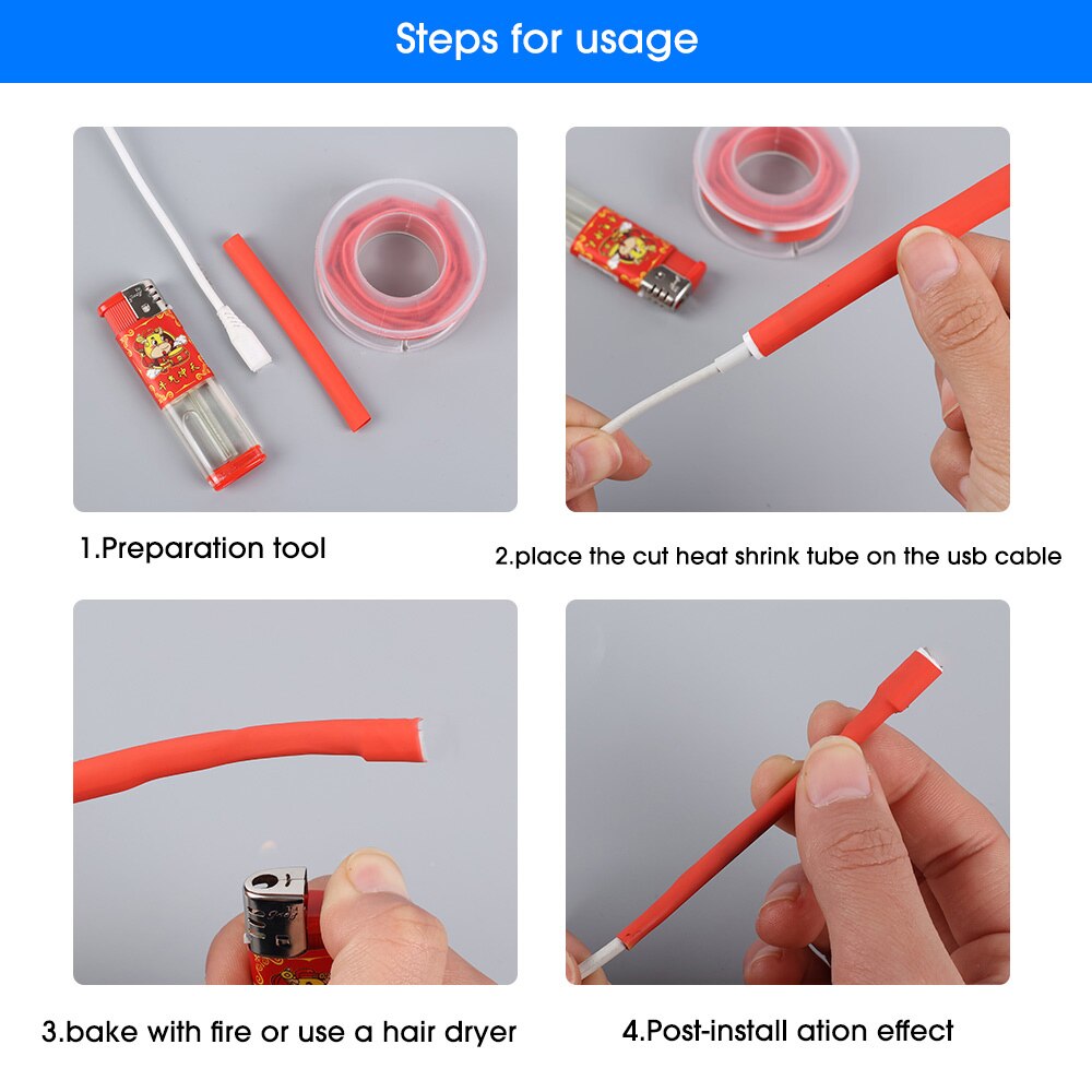 1M/Roll Heat Shrink Tube Sleeve For Apple iPhone 6 7 8 X XR iPhone 13 12Pro iPad Cable Protector USB Charger Cord Wrap 6mm