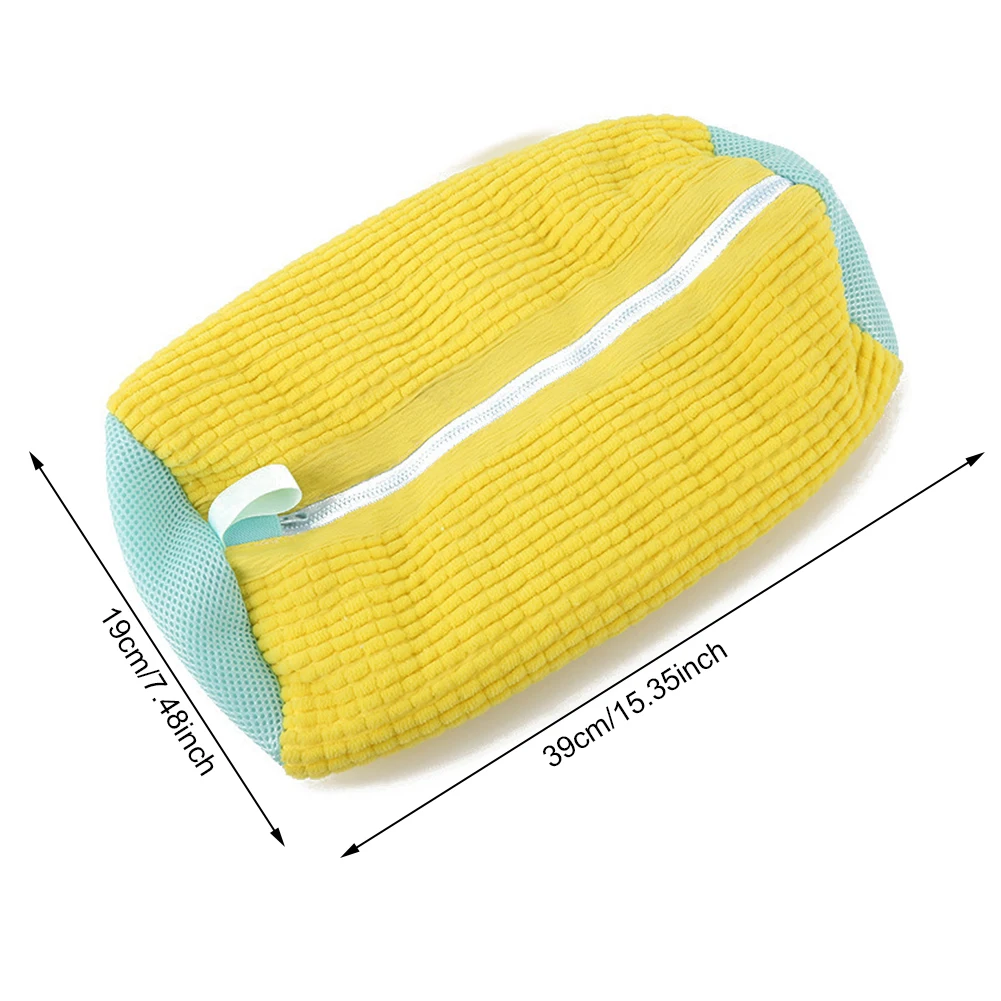 Waszak Gewatteerd Net Wasgoed Schoenenbeschermer Pluizige vezels Polyester Wasschoenen Machinevriendelijke waszak Droogzakken: YELLOW