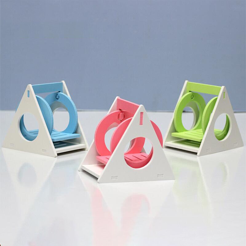 Cage à jouets en bois pour animaux domestiques, Hamster, écureuil, petite balançoire, décoration de jouets colorés, maison suspendue