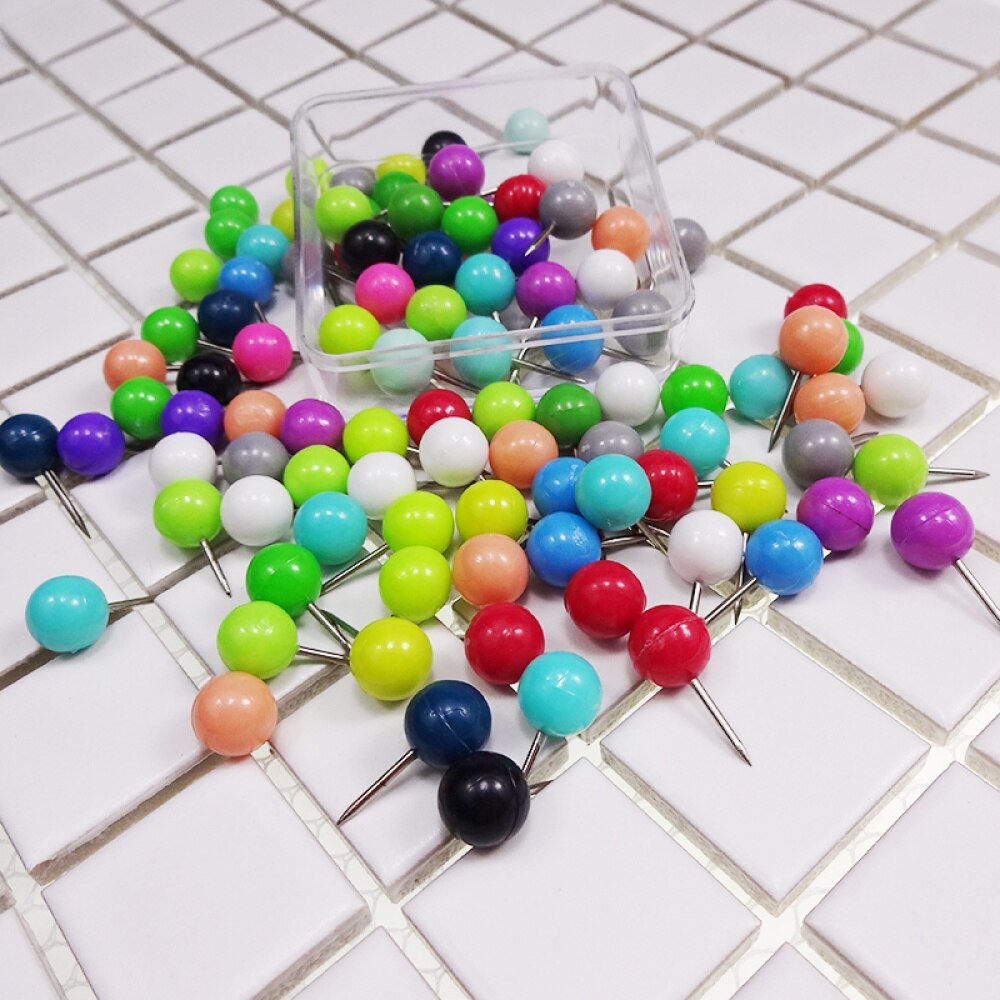 100Pcs Push Pins Round Ball Head Map Tacks with Stainless Point for Office Home Crafts DIY Marking