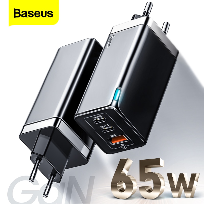 Baseus 65W GaN Ladegerät Schnell Ladung 4,0 3,0 Typ C PD Schnelle Ladegerät 3 Hafen USB Ladegerät mit QC 4,0 3,0 tragbare Telefon Ladegerät