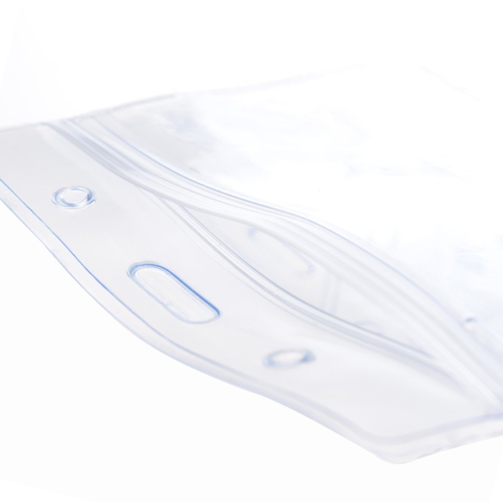 20 pcs Horizontal Style Clear PVC Business ID Badge Card Holder Case with Slot & Chain Holes