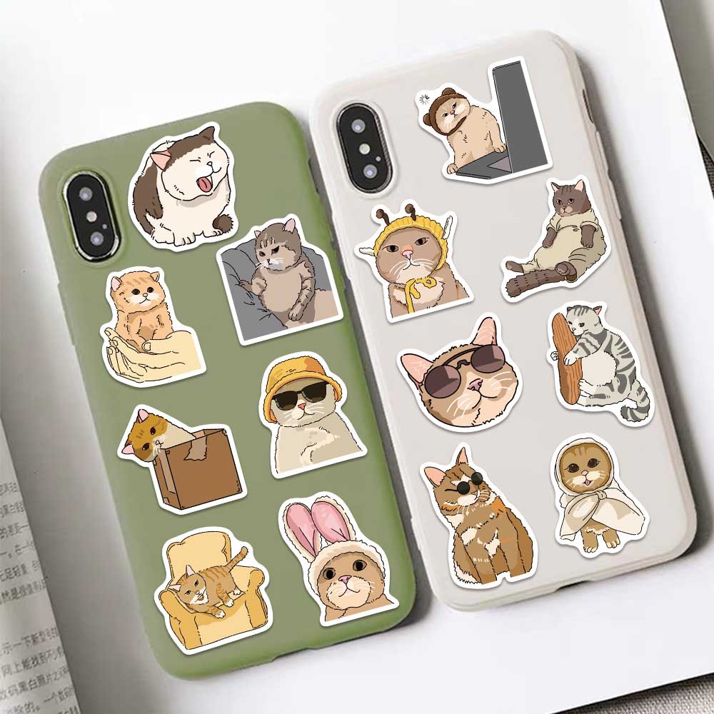 50 sztuki uroczych naklejek z kotkami i memami, wodoodporne naklejki z graffiti, etui na telefon, laptop, fajna naklejka do scrapbookingu