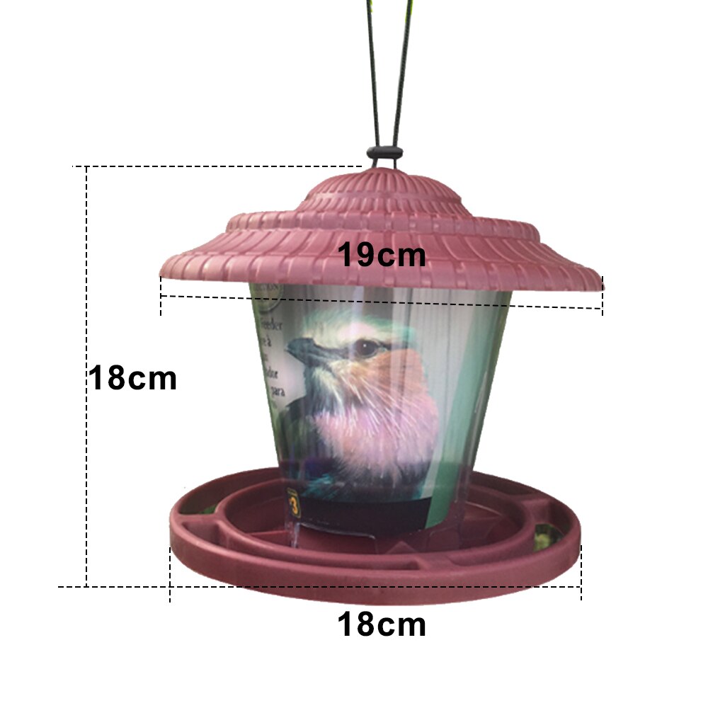 Plastic Hanging Bird Food Container Outdoor Waterproof Bird Feeder Pet Supplies Garden Decoration Pet Feeding Bowl: red B