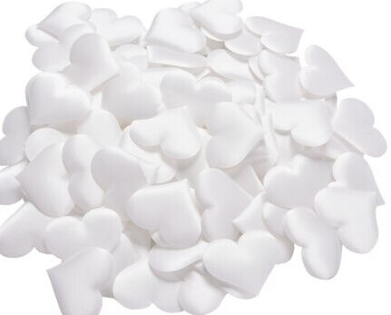 100 stk / pakke 35mm x 30mm stof hjerteformede konfetti bryllup kaste kronblade romantiske bryllupsdekorationer: Hvid
