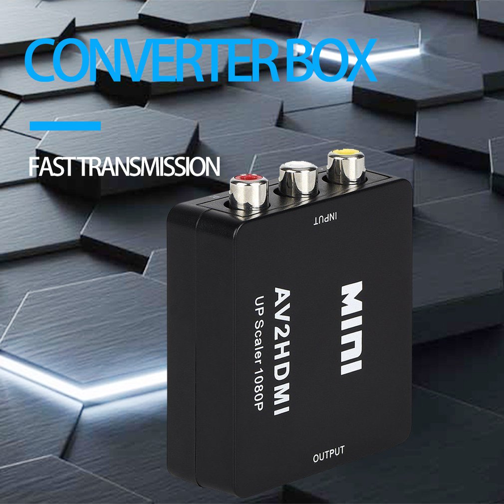 Draagbare zwarte rca av naar hdmi converter/adapter geschikt voor gamecube nintendo sega genes nes snes  n64 bundel 1 polybag