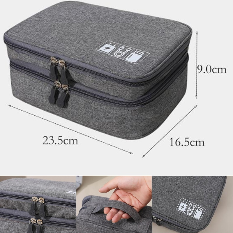 Datakabel lagringsveske bærbar digital usb gadget organizer lader ledninger kosmetisk glidelås lagring vanntett organizer case
