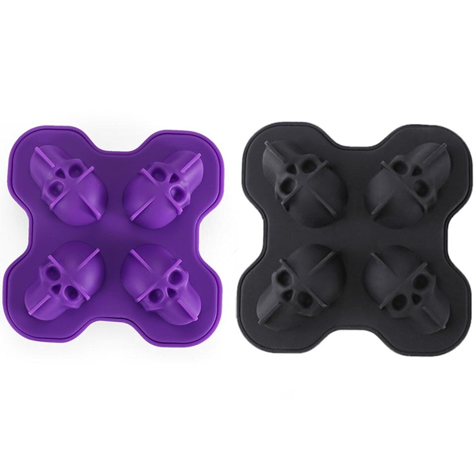 Skeleton Halloween Ice Cube Tray Silicone Fruit Ice Cube Maker DIY Ice Cube Skull Mold Square Shape Kitchen Accessories