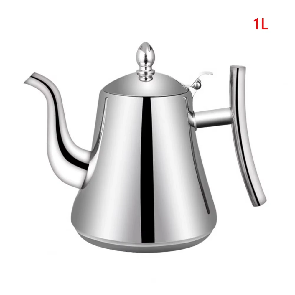 1.0L/1.5L/2.0L Thickened Stainless Steel Teapot Hotel Restaurant Household Induction Cooking Flower Tea Pot: Dull