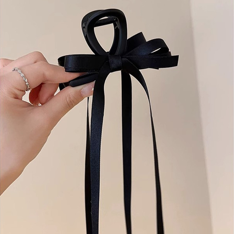 Zwarte Strik Haarklauw Zoete Zijden Strik Haarspeld Bang Clip Koreaanse Meisjes Mode Clips Vrouwelijke Hoofddeksels Haaraccessoires