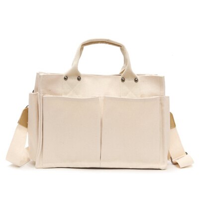 Canvas Bag Reusable Shopping Bags Grocery Tote Bag Cotton Daily Use Handbags Women Casual Handbag: White