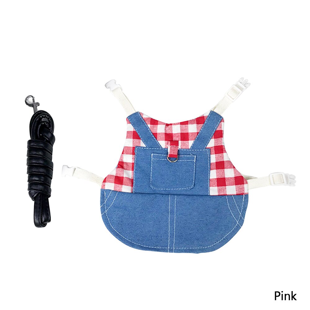 Kleine Ebene Denim Jacke Mantel nutzbar machen Leine Weste Tasche Hütte einstellen Haustier Kaninchen Kleidung für Frettchen Hase Hamster Kleine Haustier liefert: Rosa / L