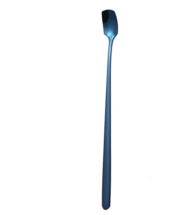 Rvs Roer Lange Handvat Steel Thee Lepel Vierkante Hoofd Ijs Lepel Bar Mok Lepel Koffie Lepel Keuken: Blauw / S