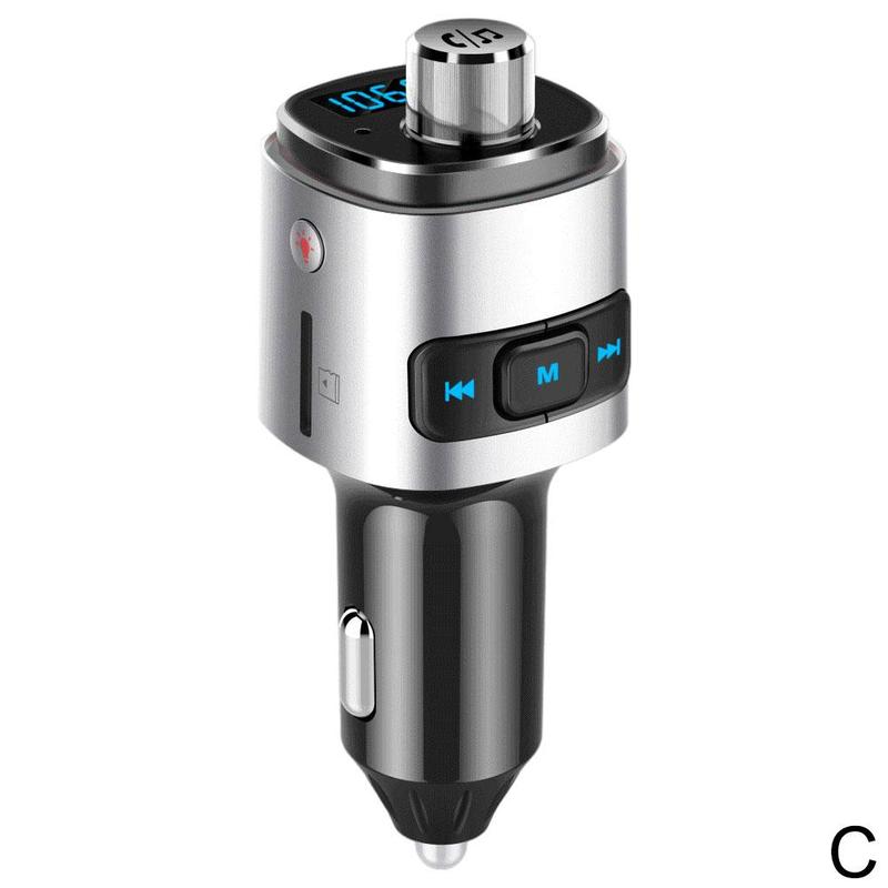 Car mp3 Bluetooth-compatible player FM transmitter QC3.0 music color light mp3 lossless with car 7 ambient charge fast B6I1: C