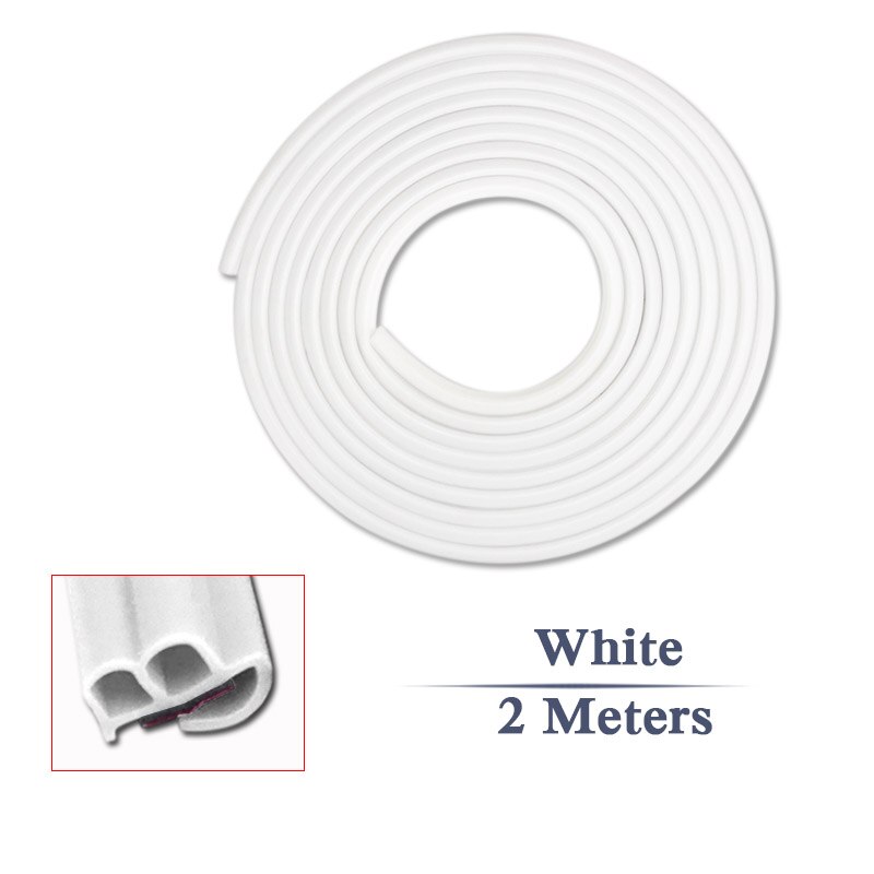для авто 1/2/3Meters BJ Noise Insulation Car Door Weatherstrip Front Rear Windshield Edge Sealing Strips Sticker Car Accessories: White 2 Meters