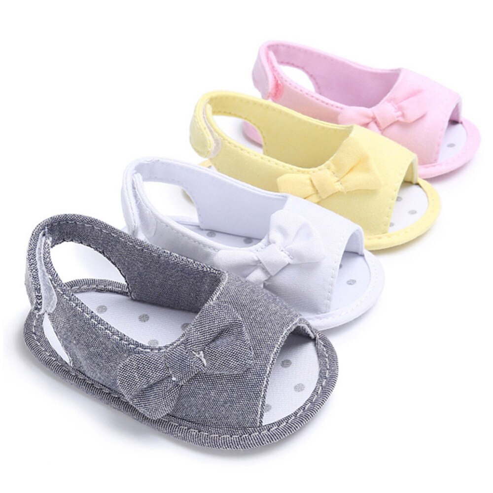 Sandalias de verano para niña con lazo para recién nacido, zapatos informales de princesa para exteriores, suela suave antideslizante para 0-12 meses