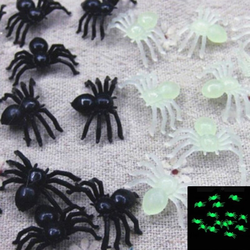 Mini Plastic Spider Prank Grapje Verjaardag Speelgoed Diy Party Decoratieve Props: 50pcs