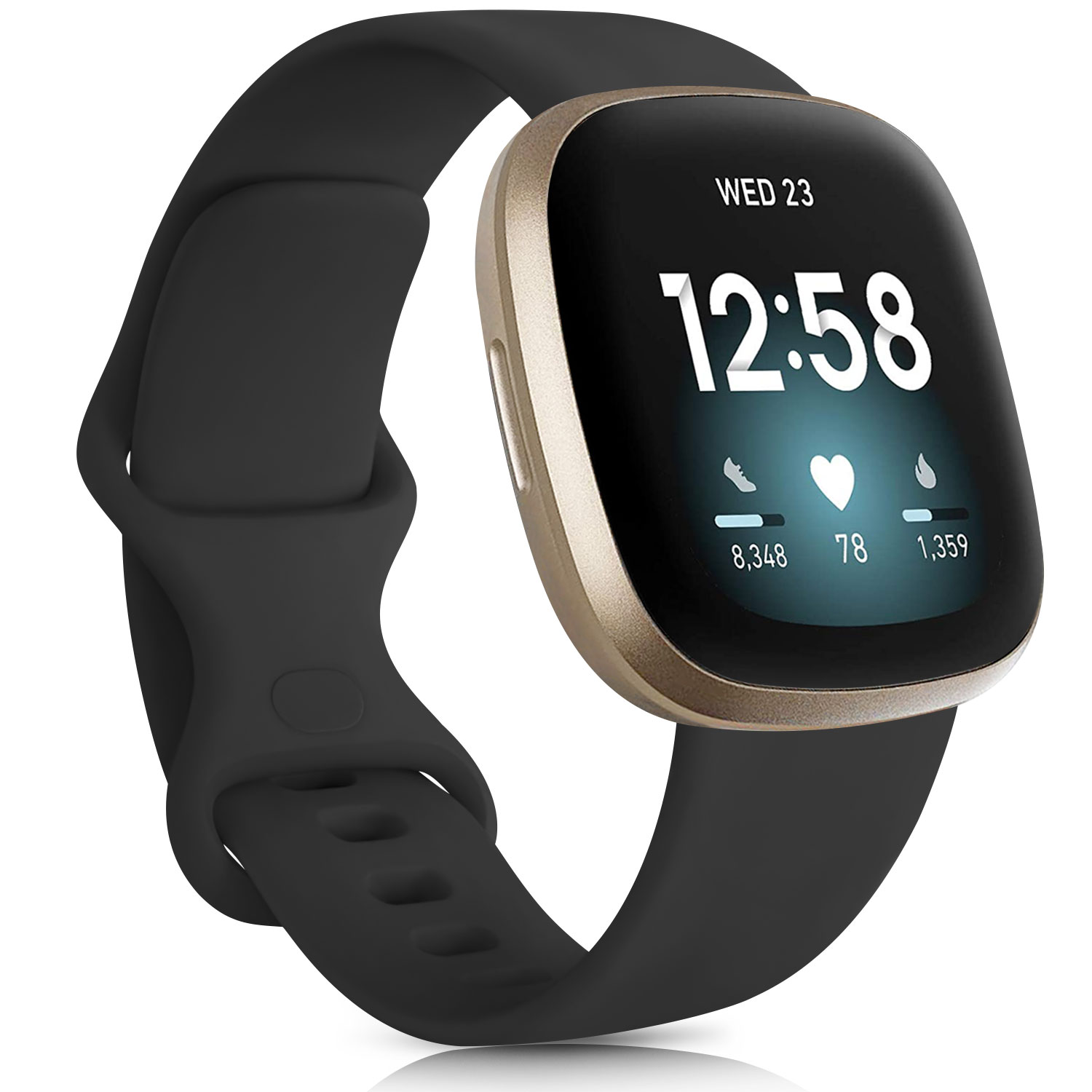 Siliconen Horloge Band Voor Fitbit Versa 3 Band Smartwatch Sport Armband Voor Fitbit Versa Gevoel Waterdicht Wrist Band Accessoires: black / S(140-185mm)