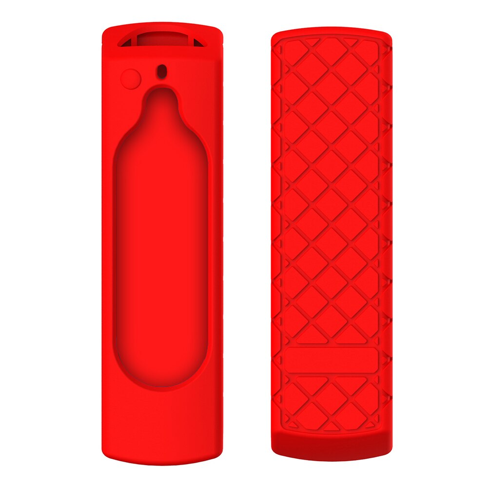 Rhomboids Pattern Dust Proof Soft Silicone Cover Home Remote Case Reusable Anti Slip Washable Accessories For Fire TV Stick 4K: Red