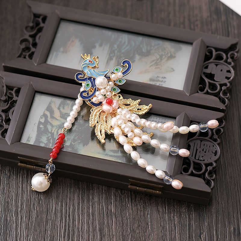 Phönix haarnadeln, luxuriöse hanfu-haaraccessoires für damen, quasten-haarspangen, chinesische haarklammern, haarspangen für damen