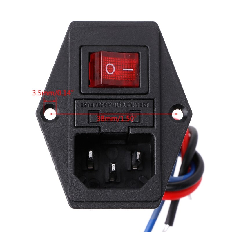 3D Printer U-type Plug Power Supply Switch Adapter Socket with Switch and Fuse R9JC
