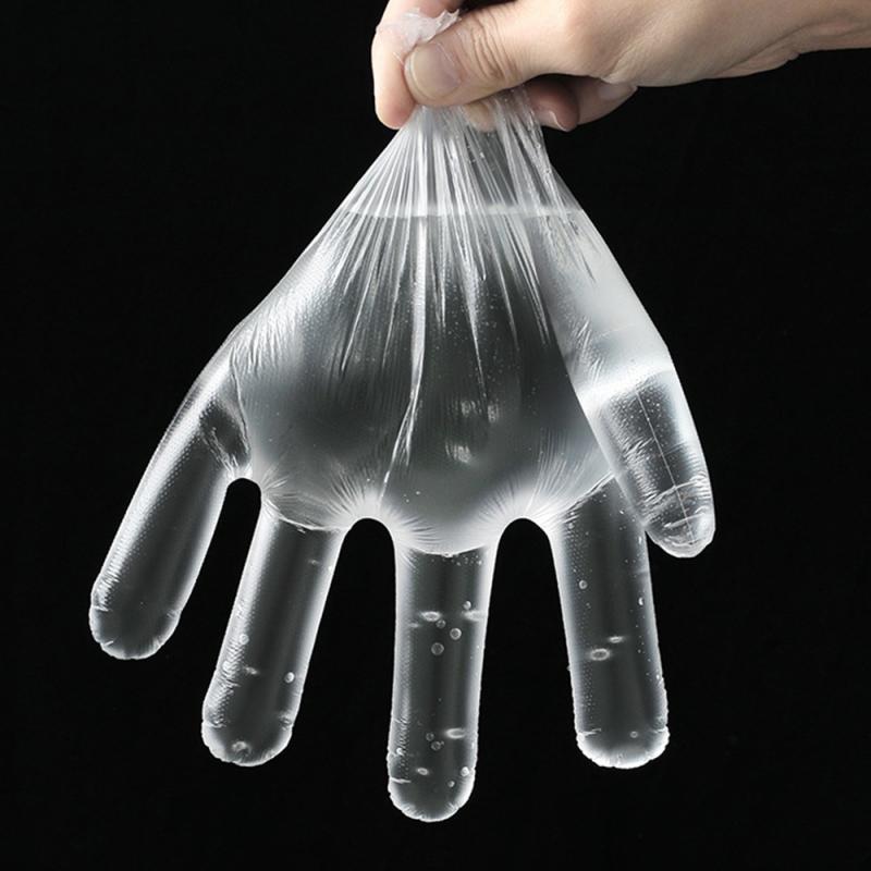 200Pcs Disposable Gloves Catering Hair Products Eating Lobster Thicken Transparent Plastic PE Film Gloves Kitchen Accessories