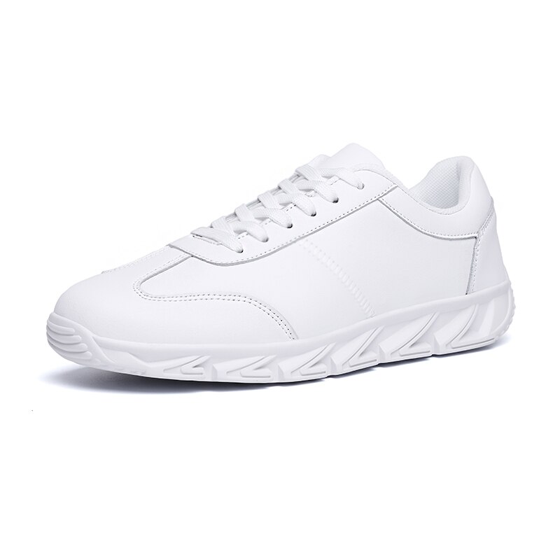 Høy topp menn tennissko chaussures hombre takrenne utendørs sko menn zapatos skinn treningsstudio sportssko mann myke joggesko trenere: Hvit / 8.5