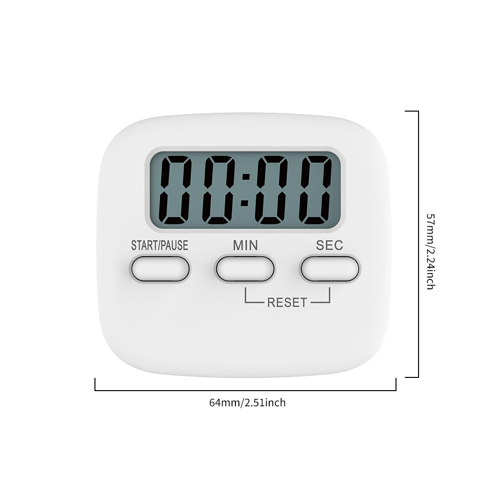 Koken Timer Sterke Rug Magnetische Digitale Timer Slapen Stopwatch Keuken Koken Countdown Voor Koken Sport: WHITE