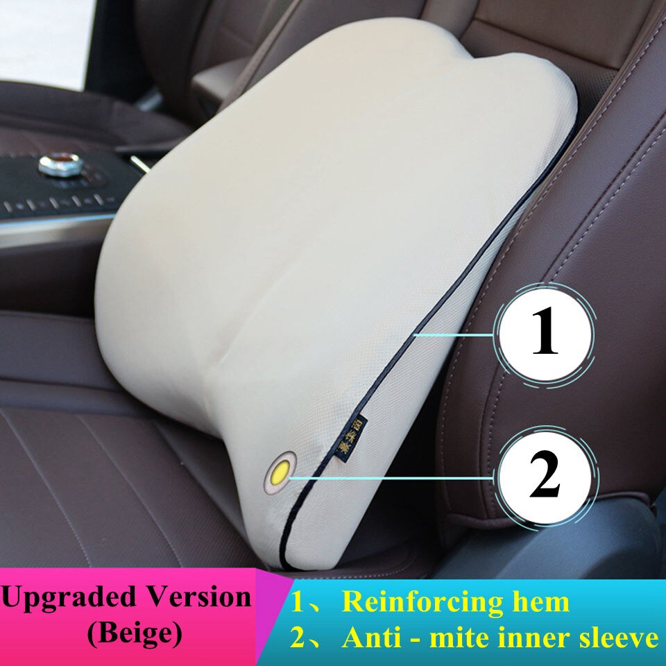 Cojín de apoyo Lumbar para asiento de coche, cojín para silla de oficina, transpirable, de viaje, suave de algodón con memoria: B2-Beige