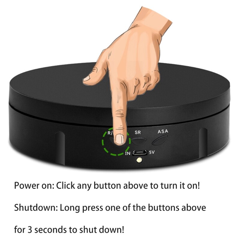 3 Speeds 14.6cm Intelligent Electric Rotating Display Stand Mirror Turntable Jewelry Holder Battery/USB Power