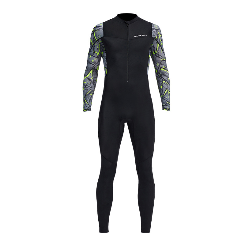 Mannen Full Body Wetsuit Surfen Diing Pak Scuba Dive Skin Rash Guard Een Stuk Lange Sleee Ritssluiting Quick droog Sunsuit UPF50 +