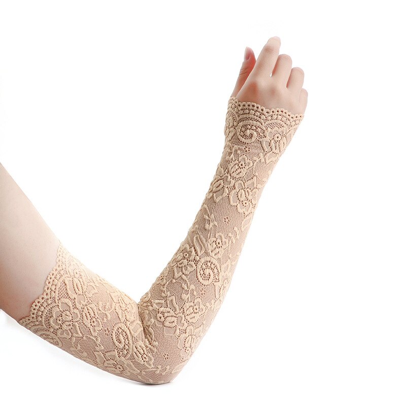 Summer Sunscreen Lace Arm Sleeve Women Arm Cover Classic UV Protection Ice Arm Cuffs Fingerless Driving Gloves