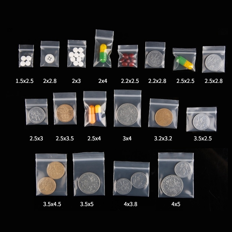 300/100pcs Clear Plastic Mini Ziplock Jewelry Bags Small More Thicker Crystal Packing Pouches Reusable Pochette Zipper Lock Sack