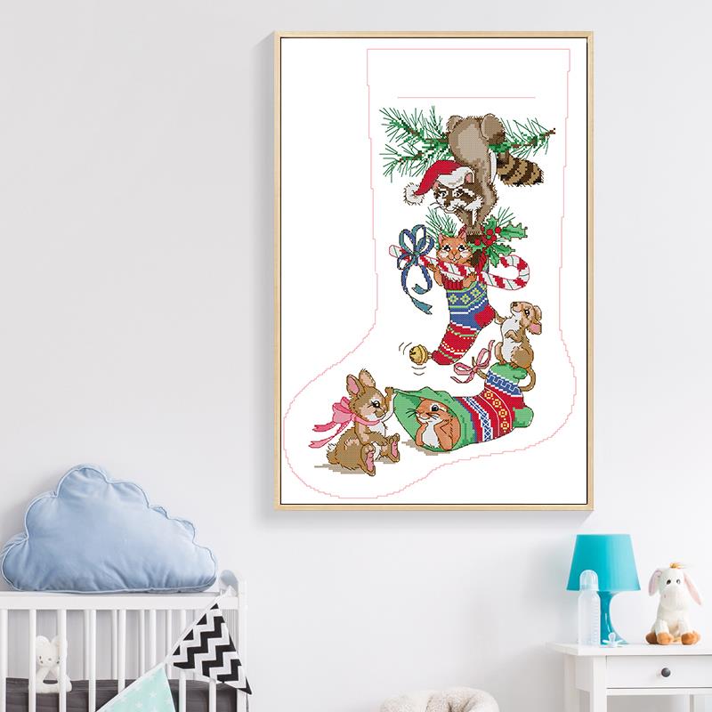 Huacan Kreuzstich Set 12-teilig - Mini Stickerei Mit Weihnachtsmotiven Für Anfänger