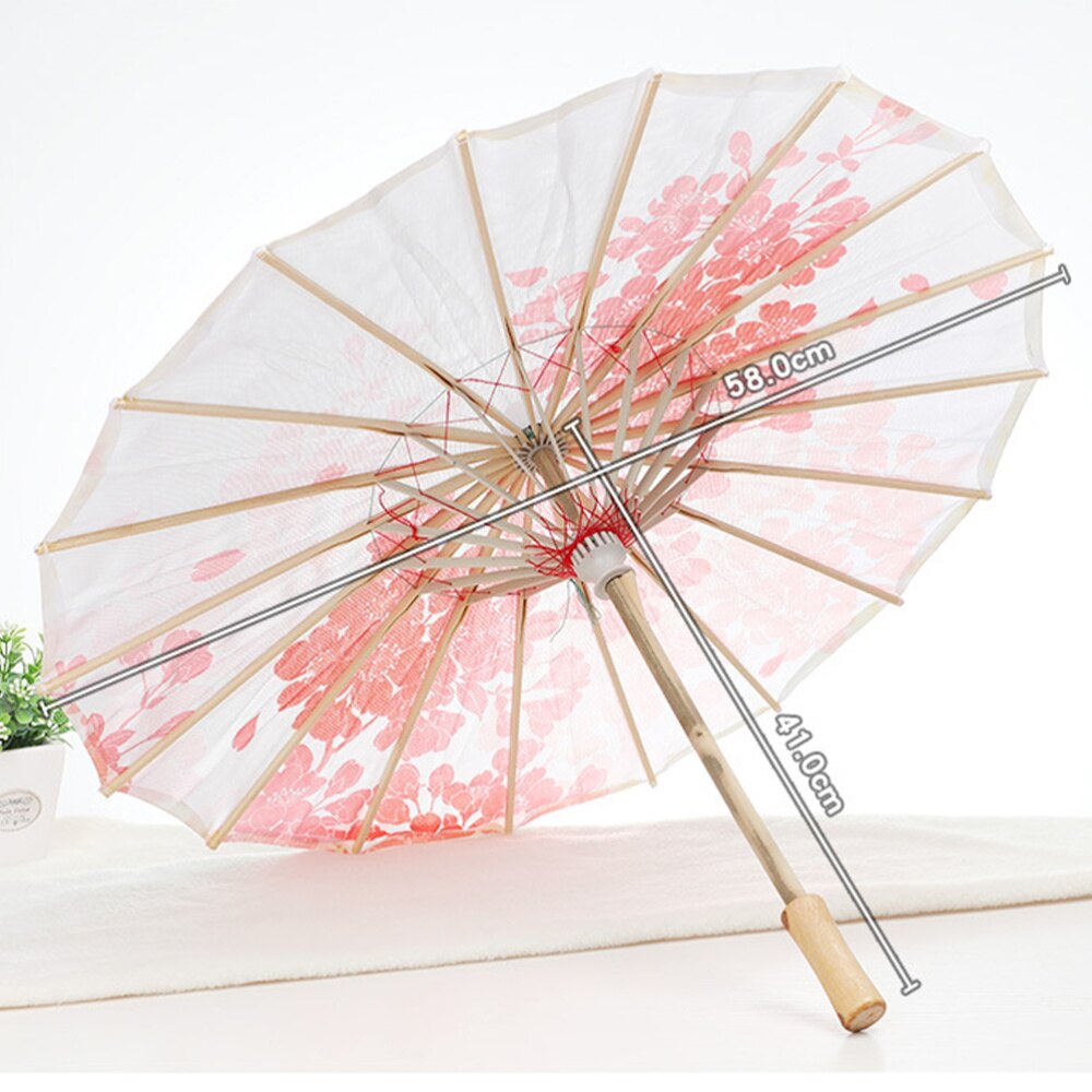 Mini Bamboo Umbrella Classical Chinese Style Cosplay Umbrella Stage Dance Prop Craft Umbrella Photography Prop (Pink)