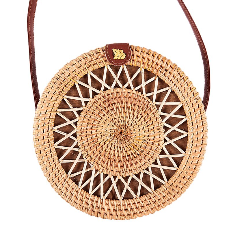 Ronde strozakken dames zomer rotan tas handgemaakt geweven strand crossbody schoudertas cirkel bohemien handtas bali