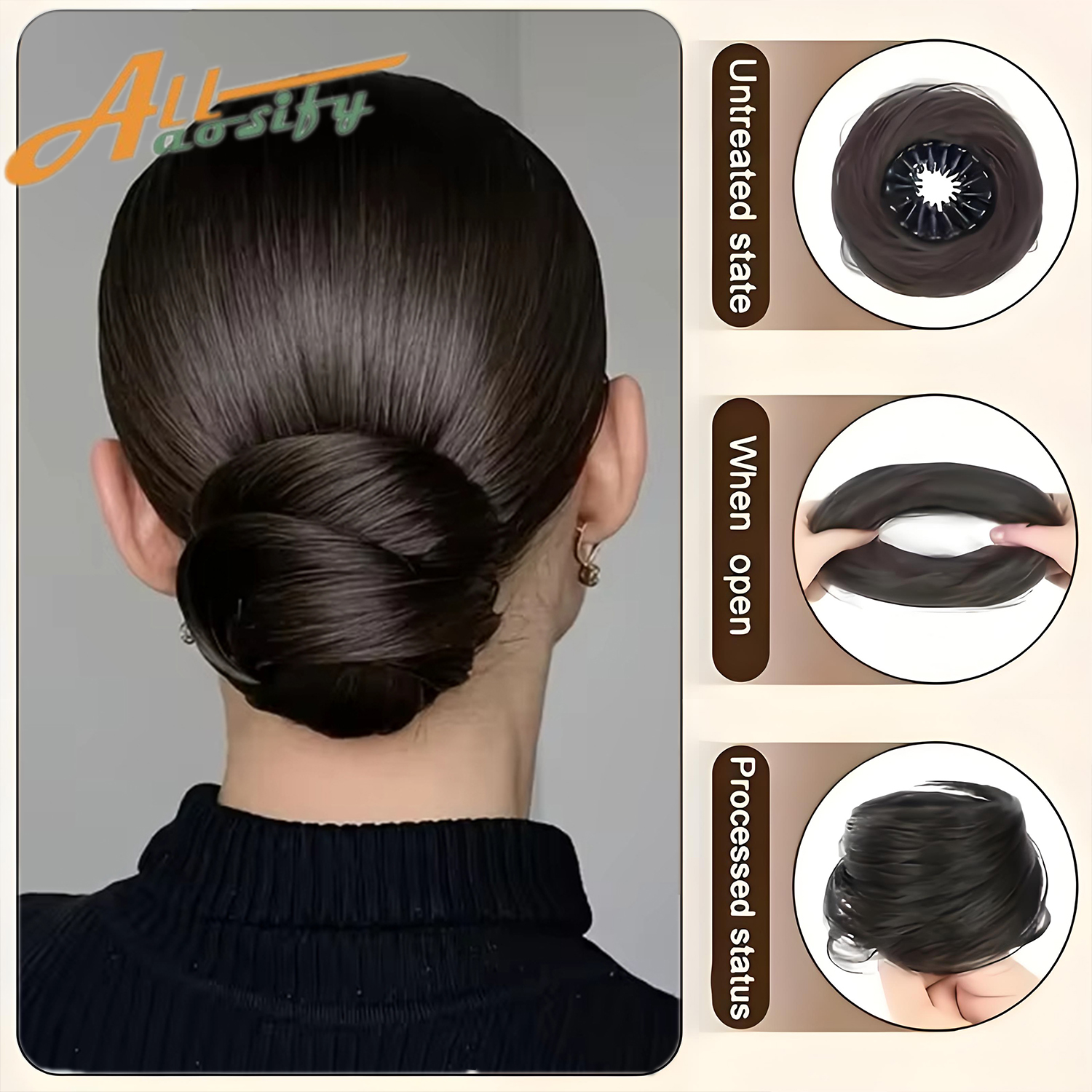 Clip sintetica nelle estensioni del panino per capelli disordinati Mini ciambella Updo posticci per donne Ragazze Chignon retrattili a forma di nido d'uccello