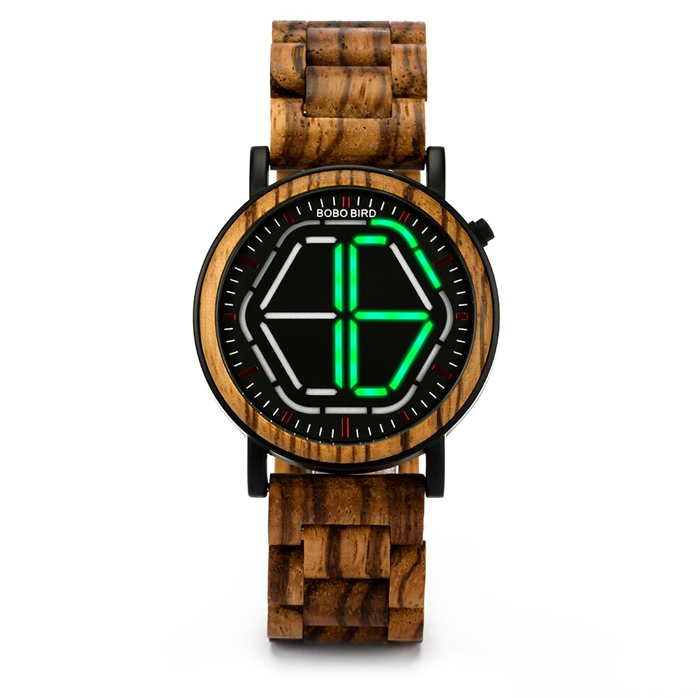 Bobo Vogel Elektronische Heren Horloges Heren Houten Mannelijke Horloge Voor Man Digitale Horloge Led Digitale Horloges Relogio Masculino: GP013-3